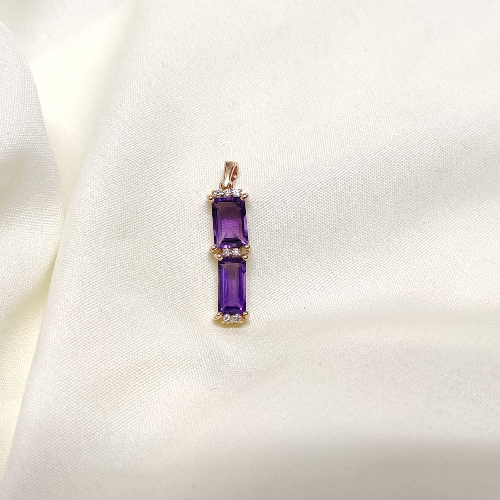 3.09Cts. Natural Amethyst 14k Gold Statement Pendant Jewelry