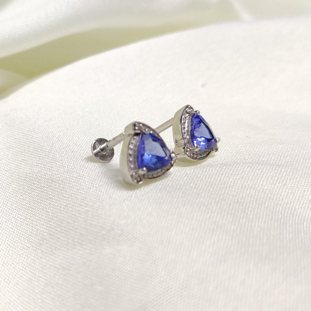 1.53 Cts. Tanzanite Solid Gold Stud Earrings