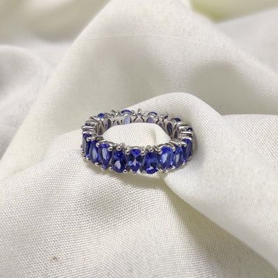 4.92 Cts. Natural Tanzanite Eternity Band Gold 14K Statement Ring Jewelry
