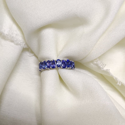 4.92 Cts. Natural Tanzanite Eternity Band Gold 14K Statement Ring Jewelry