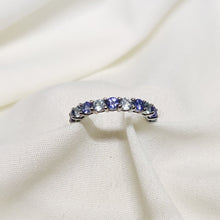 Load image into Gallery viewer, 2.78 Cts. Natural Tanzanite And Blue Topaz Eternity Band Gold 14K Statement Ring Jewelry