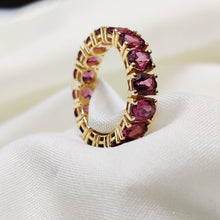 Load image into Gallery viewer, 7.21 Cts. Natural Rhodolite Garnet Eternity Band Gold 14K Statement Ring Jewelry