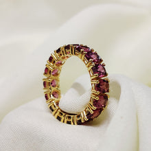 Load image into Gallery viewer, 7.21 Cts. Natural Rhodolite Garnet Eternity Band Gold 14K Statement Ring Jewelry