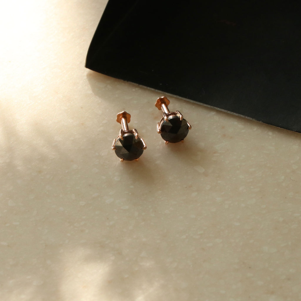 1.47 Cts. Black Diamond Gold Earring Jewellery