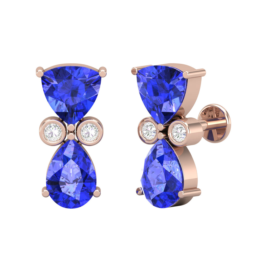 3.02 Cts. Tanzanite Solid Gold Stud Earring Jewelry