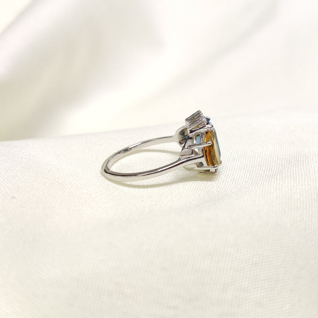 3.372Cts. Natural London Blue and Citrine 14k Gold Ring Jewelry