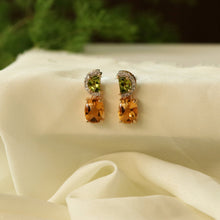 Load image into Gallery viewer, 6.908 Cts. Natural Peridot And Citrine 14k Gold Dainty Drop Earring Jewelry